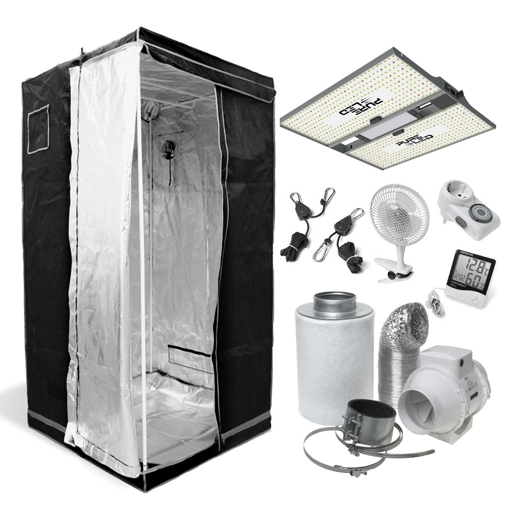 Pure Tent 100x100 LED Grow Set mit 320W Q320 V2 | Effizientes Indoor Growing für hohe Erträge