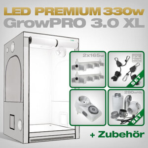 Growbox Komplettset LED GrowPRO XL + 2x Q4WL, 330W