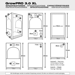 GrowPRO 3.0 Growbox XL, 120x120x200cm