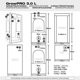 GrowPRO 3.0 Growbox L, 100x100x200cm