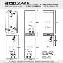 GrowPRO 3.0 Growbox S, 80x80x180cm