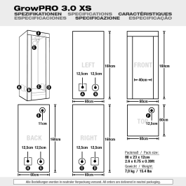 GrowPRO 3.0 Growbox XS, 60x60x160cm