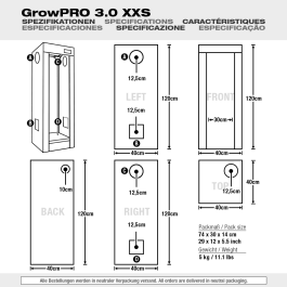 GrowPRO 3.0 Growbox XXS, 40x40x120cm
