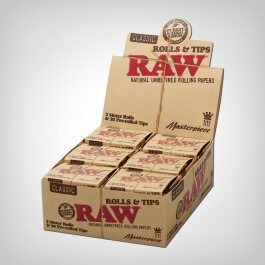 RAW Masterpiece Rolls Zigarettenpapier + Tips (12er Box)