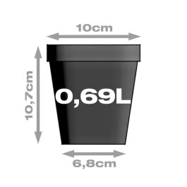 Pflanztopf, viereckig/schwarz, 0,69 Liter