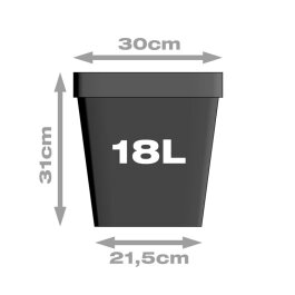 Pflanztopf, quadratisch/schwarz, 18 Liter