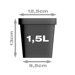 Pflanztopf, viereckig/schwarz, 1,55 Liter