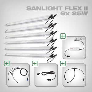 Sanlight FLEX II LED Set mit Netzteil und Kabel, 6x FLEX II 25