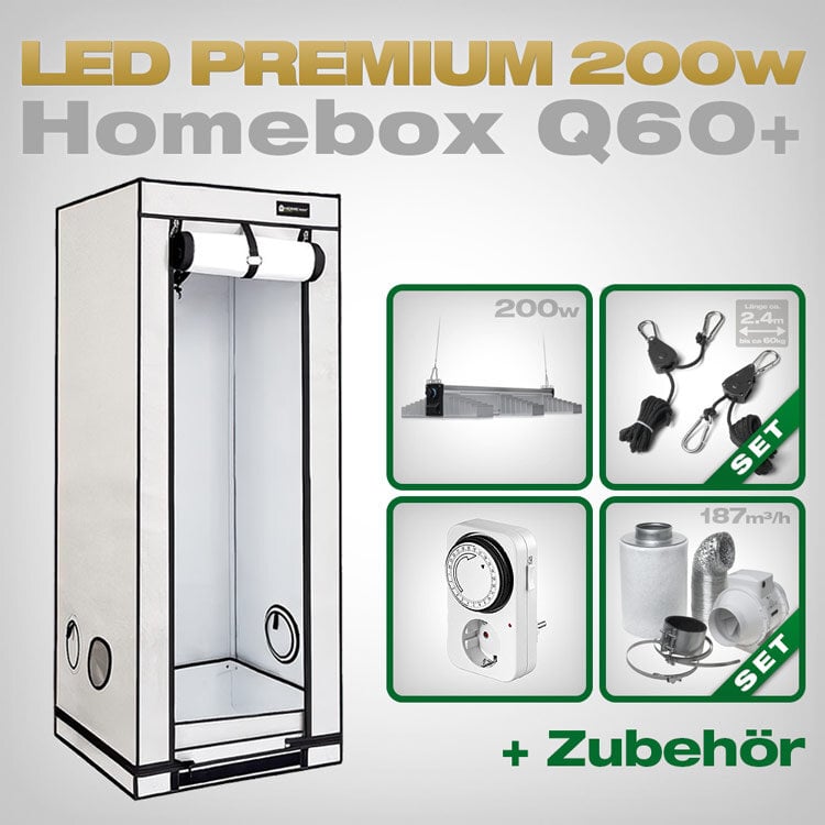 HOMEbox Q60+ LED Grow Set 200W SANlight EVO 3-60 1.5 | Kompakt Growbox Komplettset für Indoor Gardening