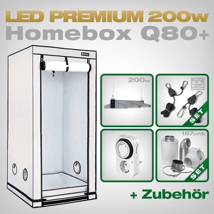 HOMEbox Q80+ LED Grow Set 200W mit SANlight EVO | Komplettset für 80x80cm Indoor-Garten