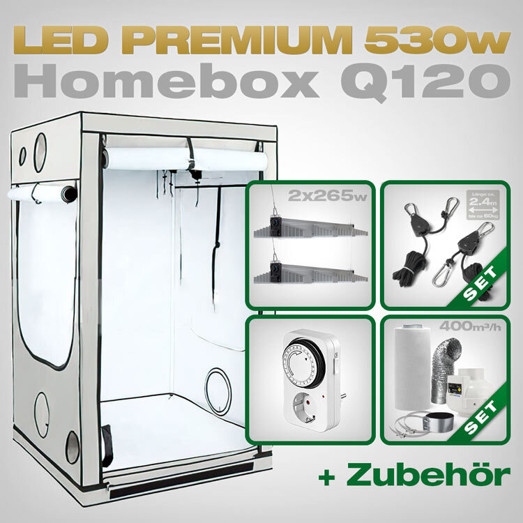 HOMEbox Q120 LED Grow Set mit 2x SANlight EVO 265W | Energieeffizientes Komplettset für Indoor-Gartenbau