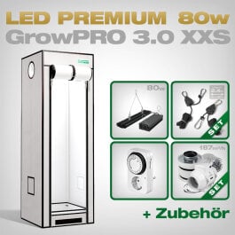Growbox Komplettset LED GrowPRO XXS + 1x GCx 2solo PWR, 80W