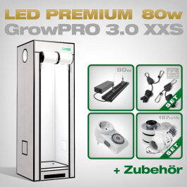 Growbox Komplettset LED GrowPRO XXS + 1x GCx 2solo PWR, 80W