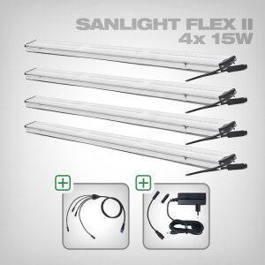 Sanlight FLEX II LED Set mit Netzteil und Kabel, 4x FLEX II 15