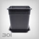 Pflanztopf mit Untersetzer, viereckig/schwarz, 30 Liter