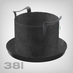 GrowPRO Stofftopf mit Untersetzer, 38 Liter