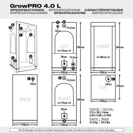 GrowPRO 4.0 Growbox L, 100x100x200cm, Beige