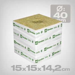 Grodan Delta Kulturblock XL, 15x15x14,2cm, ø 40mm