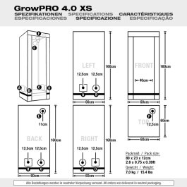 GrowPRO 4.0 Growbox XS, 60x60x160cm Beige oder Chive