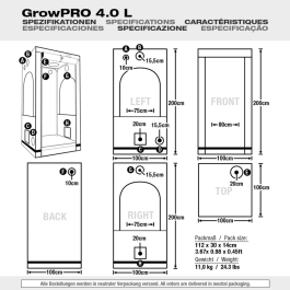 GrowPRO 4.0 Growbox L, 100x100x200cm, Beige oder Chive