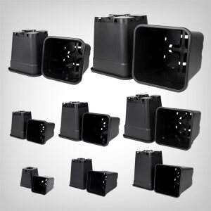 Pflanztopf, quadratisch/schwarz, 0,15L-25L