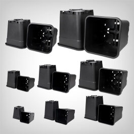 Pflanztopf, quadratisch/schwarz, 0,15L-25L