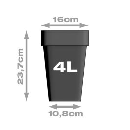Pflanztopf, viereckig/schwarz, 4 Liter
