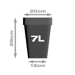 Pflanztopf, viereckig/schwarz, 7 Liter