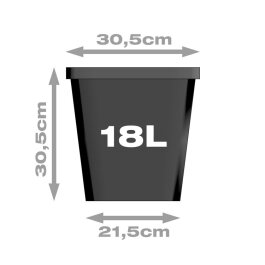 Pflanztopf, viereckig/schwarz, 18 Liter