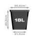 Plant pot, square/black, 18 litres
